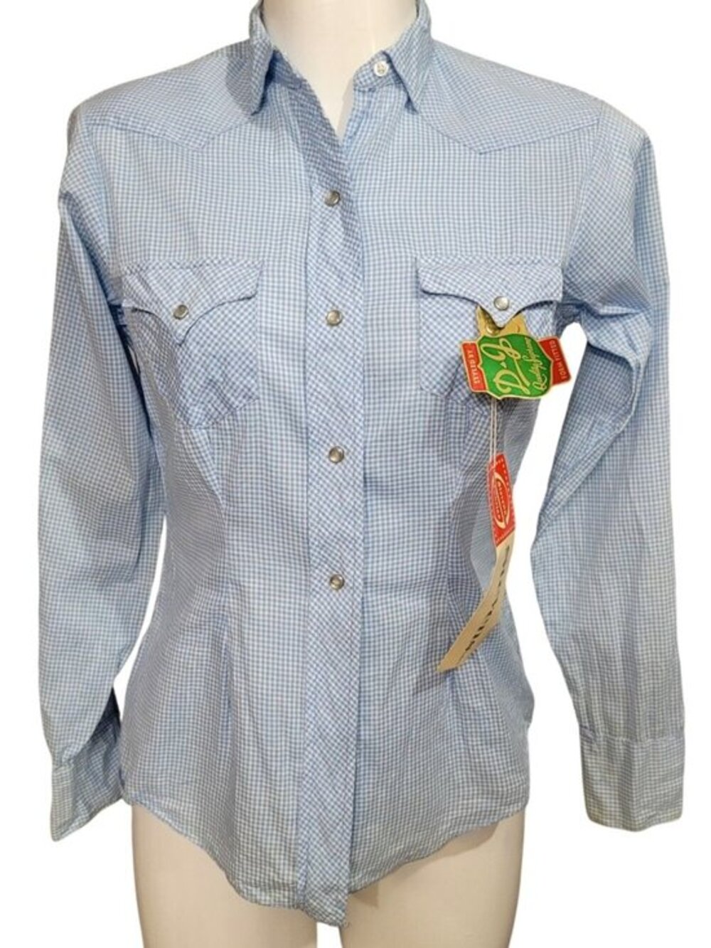 Vintage Gingham Shirt & Pants Set Light Blue - Picture 2 of 12